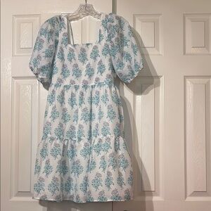 Floral Blue and White Kids Dress